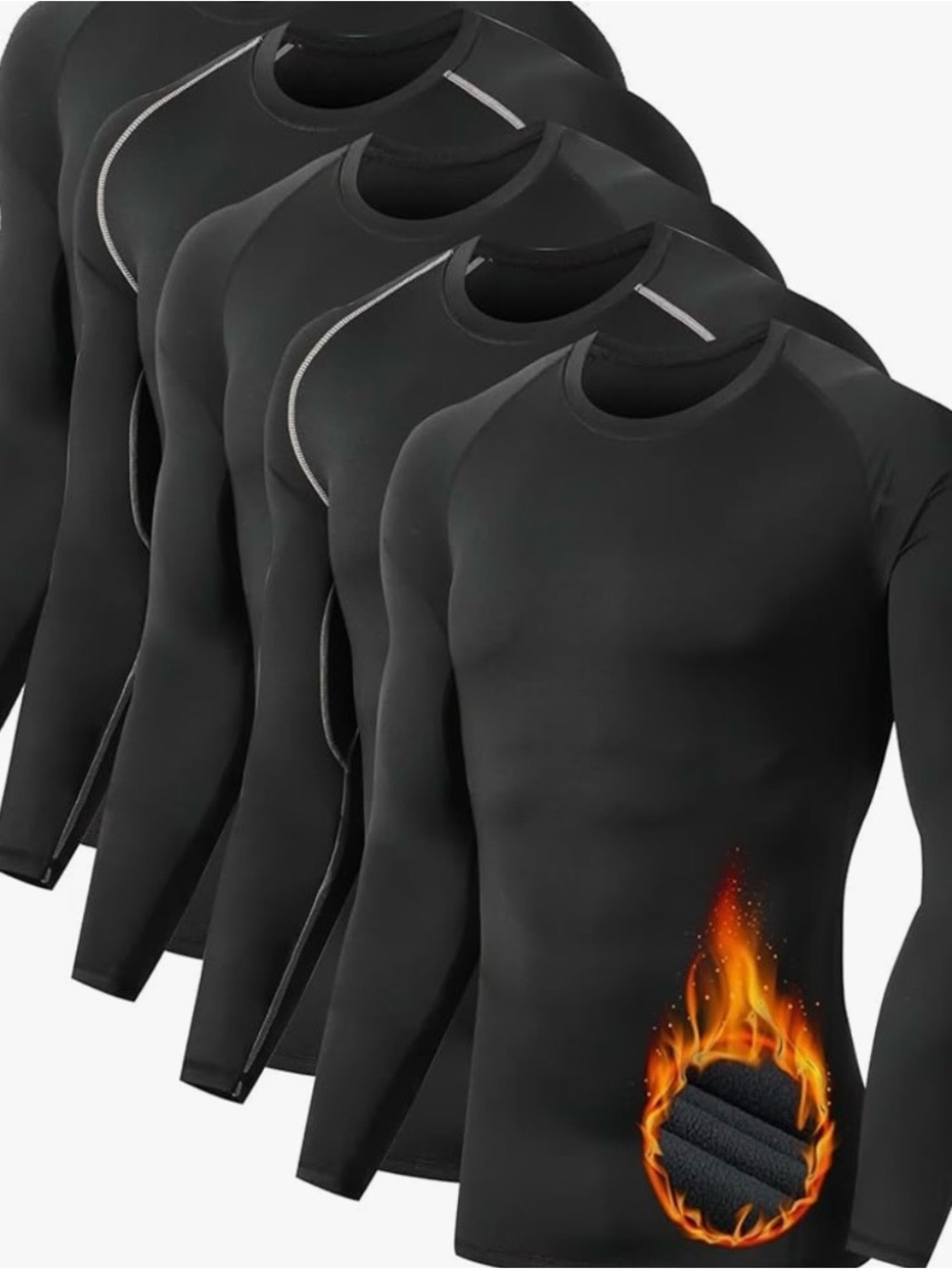Black Thermal Compression Long Sleeve Shirt - 5 Pack